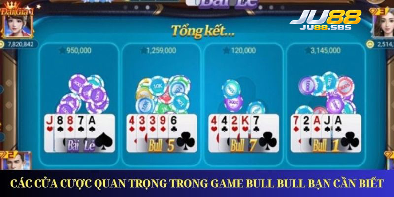 Bull Bull: cách ghép năm lá, Bull 1–9 và Bull Bull — hình minh họa